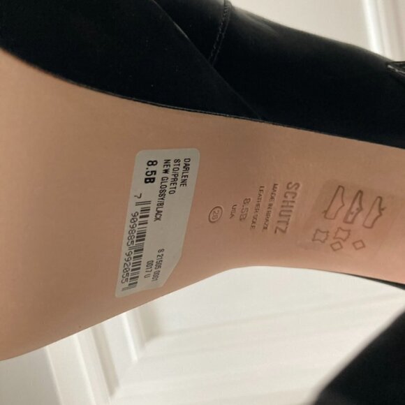 NWOB Schutz Free People Darlene Black Satin Platform Heels Sz 8.5 - Picture 8 of 8